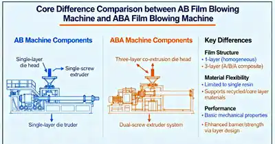/Core Difference Comparison between AB Film Blowing Machine and ABA Film Blowing Machine
