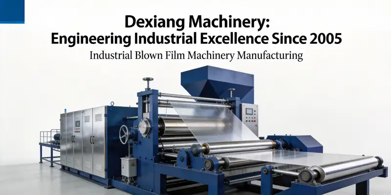 Modern industrial manufacturing facility with advanced blown film extrusion machinery in operation at Dexiang factory